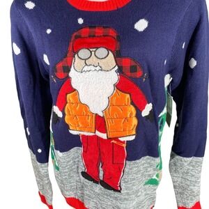 Jolly Sweaters Christmas Cool Chillin Santa Nylon Vest Medium Sweater NWT